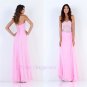 2015 A Line Strapless Pink Chiffon Beading Zipper Design Modest Style Long Prom Dresses