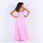 2015 A Line Strapless Pink Chiffon Beading Zipper Design Modest Style Long Prom Dresses
