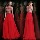 2015 New Red Boat Neck Long Pageant Evening Prom Cocktail Dress Party Gown Long Party Dress