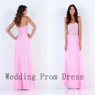 2015 A Line Strapless Pink Chiffon Beading Zipper Design Modest Style Long Prom Dresses