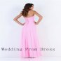 2015 A Line Strapless Pink Chiffon Beading Zipper Design Modest Style Long Prom Dresses