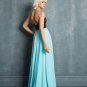 Sexy Blue Sweetheart Chiffon Beaded A-Line floor length Long Evening Dress