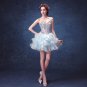 Sexy strapless Light Blue Short Dresses Crystals short evening dress
