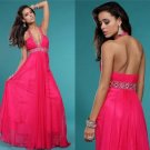 Sexy floor length Halter Chiffon Red Evening Dress A-Line Long evening Dresses