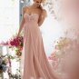 New Evening Dress A-Line Sweetheart Backless Pink Crystal Long Chiffon evening Dresses
