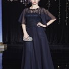 Custom Size Navy Blue Lace Long evening Dresses Beaded Elegant Evening Dress