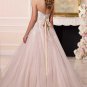 Sexy Backless Tulle Wedding Dress New Designer Sweetheart Long Pink Lace Appliques Wedding Dress
