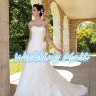 A-Line Strapless Floor Length Ruched Organza Train Taffeta Plus Size White Wedding Dress