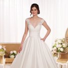 New Arrival High Quality V-neck See Through Back A-Line Long White Wedding Dress Gowns