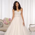 New Wedding Bride Dress A-Line Sweetheart Chapel Train Beads Organza Tulle Wedding Dress