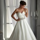 New Bride Dress Fashion Sweetheart Backless Ivory Satin Long A-Line Custom Bride Wedding Dress