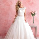 Custom Size Bridal Dresses White Long Lace A-Line Cap Sleeve Appliques Scoop Wedding Dress