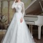 Sexy Backless Lace A-Line Lace Wedding Dress Long Sleeve Custom Size White Wedding Dress