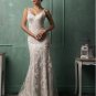 Sexy Backless Custom Size Lace Wedding Dress V-neck Appliques Mermaid Long Train Wedding Dress