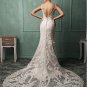 Sexy Backless Custom Size Lace Wedding Dress V-neck Appliques Mermaid Long Train Wedding Dress
