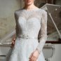 Sexy Backless Lace A-Line Lace Wedding Dress Long Sleeve Custom Size White Wedding Dress