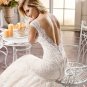 Sexy Backless Lace Wedding Dress Romantic Cap Sleeve Champagne Long Mermaid Sexy V-neck Plus Size