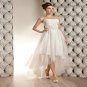 White Short Wedding Dress Pearls Tulle Sexy A-Line Backless Fashionable Tea Length Wedding Dress