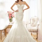New Custom Made High Quality Sexy Beads Sweetheart White Ivory Long Mermaid Lace Wedding Dress