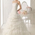 Lace Edge Skirt Sleeveless Ruffles Sweetheart Bridal Dress White Plus Size Wedding Dress