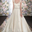 Sexy Vintage Backless Crystals Spaghetti Straps Romantic Ivory Long Sweetheart A-Line Wedding Dress