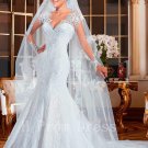 2016 High Quality Lace Wedding Dress Romantic White Long Sleeve Sexy V-neck Mermaid Wedding Dress
