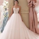 Tulle A-Line Sweetheart Beaded Bride Dresses Crystals Champagne Romantic Long Wedding Dress