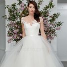 Sexy A-Line Cap Sleeve Scoop Long Elegant Custom Size Bride Dress White Lace Wedding Dresses