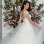 Sexy A-Line Cap Sleeve Scoop Long Elegant Custom Size Bride Dress White Lace Wedding Dresses