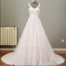Plus Size Lace A-Line Wedding Dress V-neck Romantic White Sexy Long Real Sample Wedding Dress
