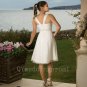 Fashion White Short Wedding Dress Chiffon Spaghetti Straps A-Line Knee-Length Wedding Dress