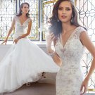 Sexy V-neck Mermaid Backless Wedding Dress Fashion White Ivory Plus Size Long Wedding Dress
