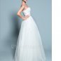 White Long Lace Up Wedding Dress Pearls Tulle Sweetheart Appliques Romantic Bride Dresses