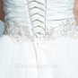 White Long Lace Up Wedding Dress Pearls Tulle Sweetheart Appliques Romantic Bride Dresses