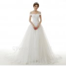 High Quality White Long Wedding Dress Cap Sleeve Sweetheart Beaded Floor-Length Wedding Dress