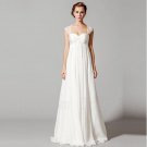 Wedding Dress A-Line Sweetheart Cap Sleeve Court Train White Floor Length Lace Wedding Gowns