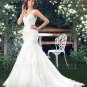 Plus Size Mermaid Sexy V-neck Long White Lace V-neck Long Train Backless Bridal Wedding Dress