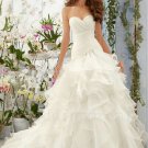 Long Elegant Sweetheart White Organza Mermaid Wedding Dress Ruffles Lace Up Bride Dresses