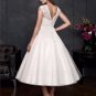 Sexy Backless Lace Wedding Dress New Plus Size Tea-Length Scoop Short Wedding Dress Gowns