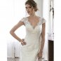 Lace White Sexy Backless Wedding Dress Mermaid Cap Sleeve V-neck Long Wedding Dresses