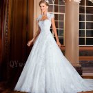 High Quality Long Elegant White Floor-Length A-line Lace Wedding Dress Gowns Beadings Bridal Dresses