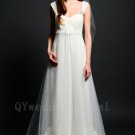 A-Line Sweetheart Floor Length Appliques Spaghetti Straps Tulle Sexy White Long Wedding Dress