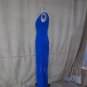 Long Mother Of The Bride Elegant Blue Chiffon A-Line V-neck Cap Sleeve Dresses For Wedding