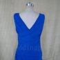 Long Mother Of The Bride Elegant Blue Chiffon A-Line V-neck Cap Sleeve Dresses For Wedding
