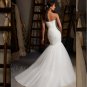 New Elegant Sweetheart White Tulle Long Mermaid Lace Up Wedding Dress