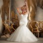 Sexy Backless Long Sleeve Sweetheart Beads Crystal Elegant White Mermaid Lace Wedding Dress