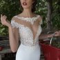 Sexy Backless A-Line Lace Mermaid Wedding Dress Cap Sleeve Appliques Wedding Dress