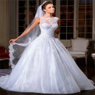 Sexy Wedding Dress Beadings Crystals Backless A-Line Floor Length White Wedding Dress Gowns