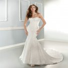 Sexy Backless Sweetheart Long White Mermaid Lace Wedding Dress Sleeveless Bride Dress