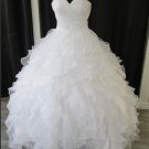 2016 White A-Line Wedding Dress Sweetheart Fashion Organza Ruffles Plus Size Long Wedding Dresses
